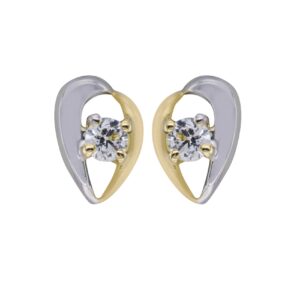 Boucles d'oreilles 5 mm, Or Bicolore et zirconiums