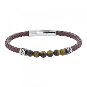 Bracelet polyuréthane tressé et Oeil de Tigre, Harvey Stone