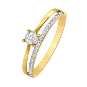 Bague Or jaune et pavage diamants 0.035 carat