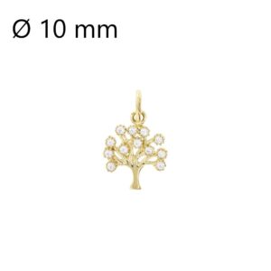 Pendentif Arbre de Vie Ø 10 mm, Or Jaune et Zirconiums