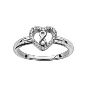 Bague argent et zirconiums, Coeur et Sigle Infini, taille 54