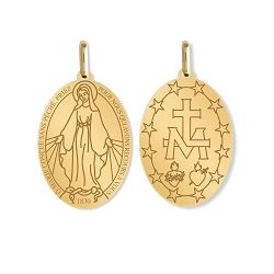Pendentif Vierge Miraculeuse 18 x 14 mm (recto verso) Or jaune