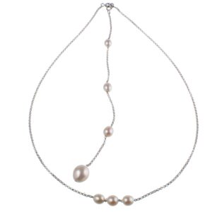Collier Argent, Perles de Culture avec chainette de dos retirable