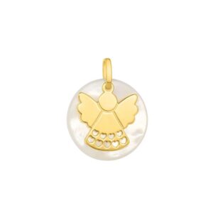 Pendentif enfant, Ange or jaune et nacre