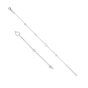 Bracelet argent, cercle, disque et zirconiums