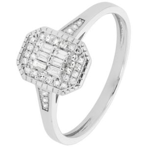 Bague Or Blanc 750/000, diamants 0.23 carat, Taille 54