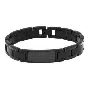 Bracelet gourmette, acier Noir et Carbone, Harvey Stone