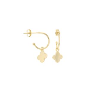 Demi créoles fantaisie Ø 12 mm, pampilles trèfle, Or jaune