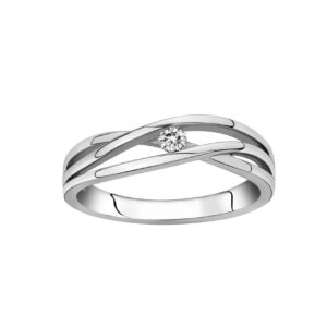 Bague argent et zirconium, entrelacé