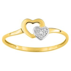 Bague Coeurs, Or et diamants 0.005 ct