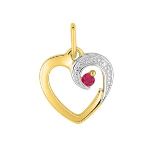 Pendentif Coeur Ø 12 mm, Or, Rubis