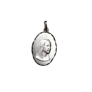Pendentif ovale, Vierge, Or blanc