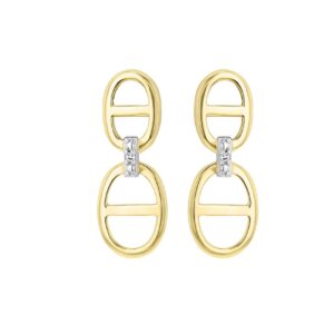 Boucles D'Oreilles Pendantes, Or et Diamants