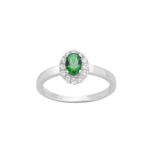 Bague argent Marquise, zirconiums blancs et vert