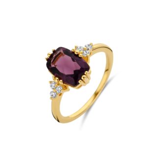 Bague argent doré, Zirconium violet, Naiomy