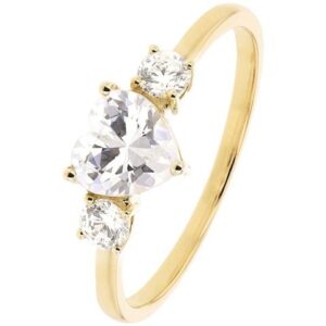 Bague Or jaune et Zirconiums Coeurs