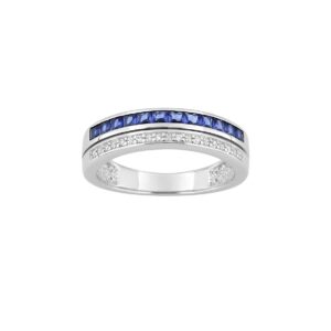 Bague Argent et zirconiums bleus et blancs