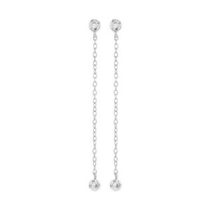 Boucles d'Oreilles pendantes Argent et Zirconiums, 50 mm