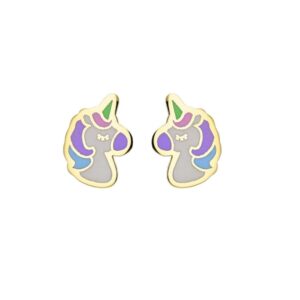Boucles d'oreilles Licorne 7 mm, or jaune