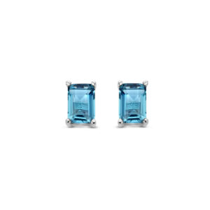 Boucles d'oreilles Argent et Zirconiums bleus 4 x 6 mm, Naiomy