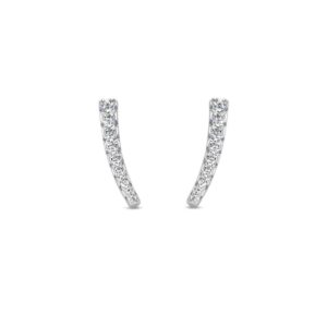 Boucles d'Oreilles, Argent et Pavage Zirconiums, Lignes courbées 14 x 2 mm, Naiomy