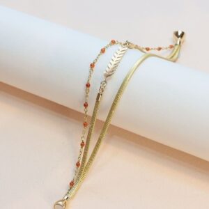 Bracelet Serendi Golden, Cornaline T1, Flowers for Zoé