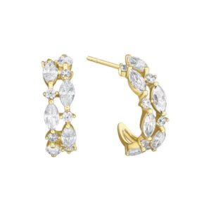 Boucles d'oreilles or jaune et zirconiums