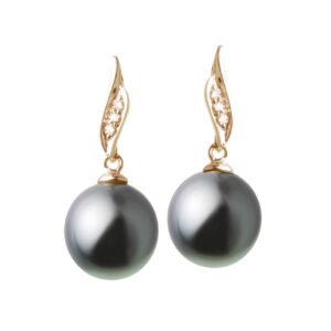 Boucles d'oreilles Perles de Tahiti, or 750/000 et Diamants