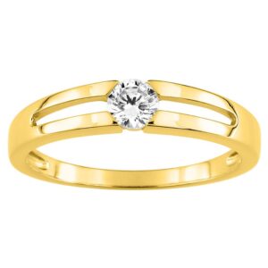 Bague or jaune ajourée avec un oxyde de zirconium Ø 4 mm