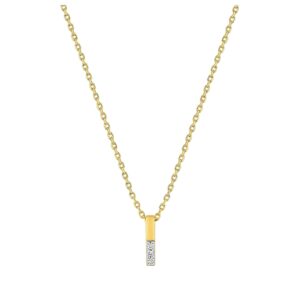 Collier plaqué Or et Zirconiums, barrette 10 x 2 mm