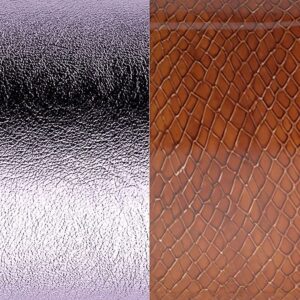 Cuir Lavande métalisé/Caramel reptile pour bracelet 14 mm