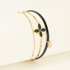 Bracelet Pauline Vernis Noir et pierres, T1