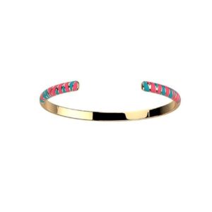 Bracelet Jonc tigre, Laque fuchsia et turquoise- Les Cadettes