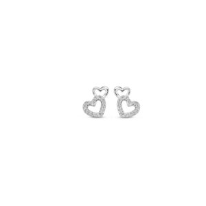Boucles d'oreilles Coeurs 10 x 6 mm, argent et zirconiums, Naiomy