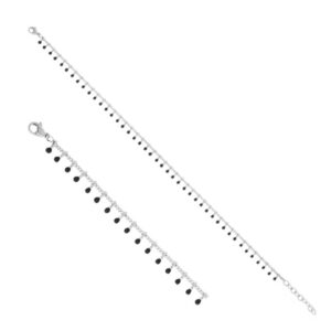 Chaine de cheville acier et pampille rigides en résine noire