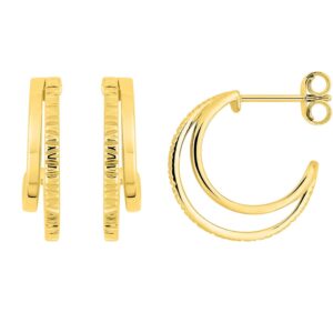 Boucles d'oreilles demi créoles 15 mm, or jaune