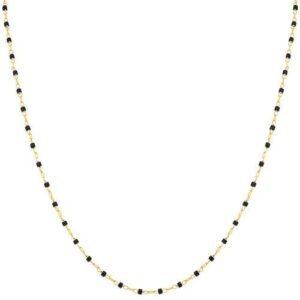 Collier Plaqué or et perles noirs, Anamila