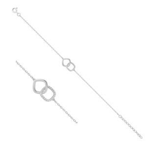 Bracelet argent et zirconiums carrés arrondis entrelacés