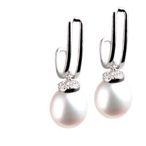 Boucles d'oreilles pendantes argent et perles de culture