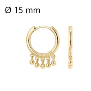 Créoles articulées Ø 15 mm, plaqué or, avec pampilles, Anamila