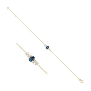 Bracelet or jaune, Topaze "Blue London" et zirconiums