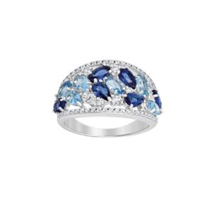 Bague Argent et zirconiums bleus