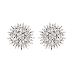 Boucles d'oreilles, Argent et Zirconiums, Soleil Ø 12 mm