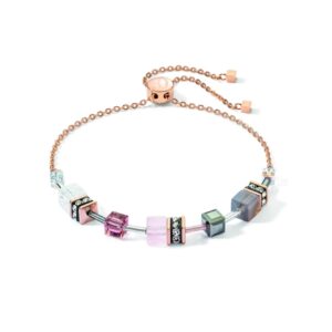 Bracelet acier rose gold, résine haute densité et cristaux, Coeur de lion