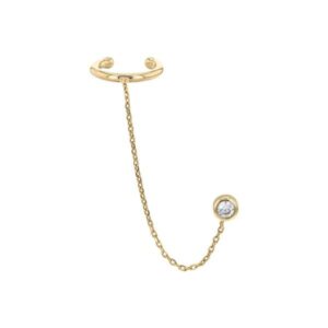 Mono-boucle, chaine et zirconium Ø 3 mm, plaqué or, Anamila
