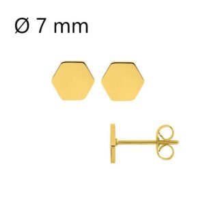 Boucles d'oreilles acier doré, héxagonales 7 mm