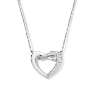 Collier argent et zirconiums, motif Coeur, Naiomy
