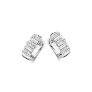 Créoles articulées 12 x 5 mm, argent et pavages zirconiums, Naiomy