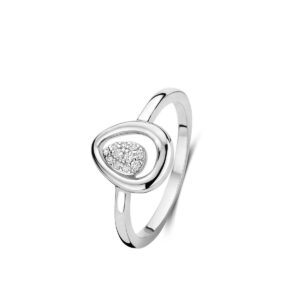 Bague argent et pavage zirconium en goutte, Naiomy