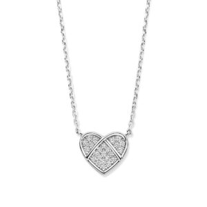 Collier argent et zirconium, Coeur 13 x 11 mm, Naiomy